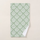 Witte damast patroon aangepaste sage groene achter bad handdoek (Handdoek)