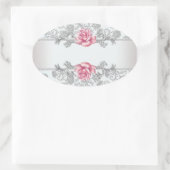 Witte Damast Roze Roos Envelope Zegel Sticker Labe (Tas)