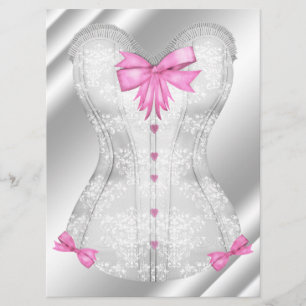 Witte Damast Roze Strikken Corset Ondergoed Bruids Kaart