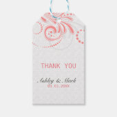 Witte Damast Roze Swirl Cadeaulabel (Voorkant)