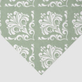 Witte damast sage groene achtergrond tissuepapier (Detail)