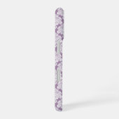 Witte Damast Stof Paarse Monogram & Naam Mooie iPhone 16 Hoesje (Rechterkant)