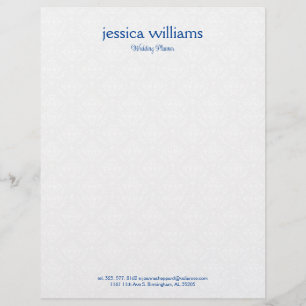 Witte Damasten Achtergrond Blauwe Typografie Briefhoofd