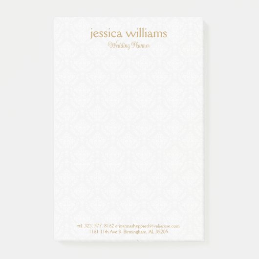 Witte Damasten Achtergrond Gouden Typografie Post-it® Notes (Voorkant)