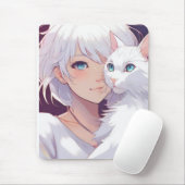 Witte Dame Kat Muismat (Met muis)