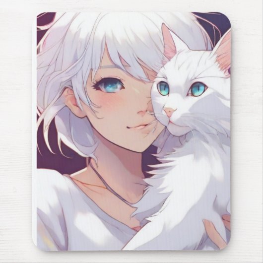 Witte Dame Kat Muismat (Voorkant)