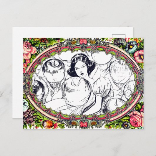 WITTE DAME RODE APPELS | Schilderbare Briefkaarten (Voorkant / Achterkant)