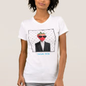 witte dames t-shirt met zwarte polka stippen (Voorkant)