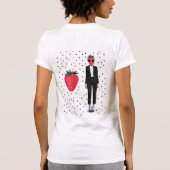 witte dames t-shirt met zwarte polka stippen (Achterkant)