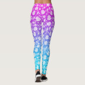 Witte damkers op roze tot blauwe ombre leggings (Achterkant)