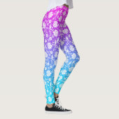 Witte damkers op roze tot blauwe ombre leggings (Rechts)
