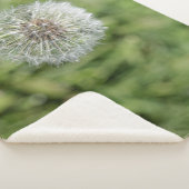 Witte dandelion bloem op groen gras sherpa deken (3/4)