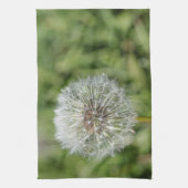 Witte dandelion bloem op groen gras theedoek (Verticaal)