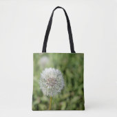 Witte dandelion bloem op groen gras tote bag (Voorkant)