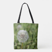 Witte dandelion bloem op groen gras tote bag (Achterkant)