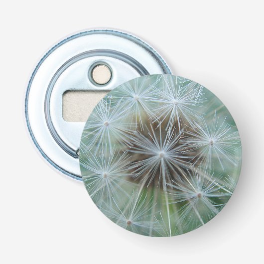 Witte dandelionpatroon button flesopener (Voorkant)