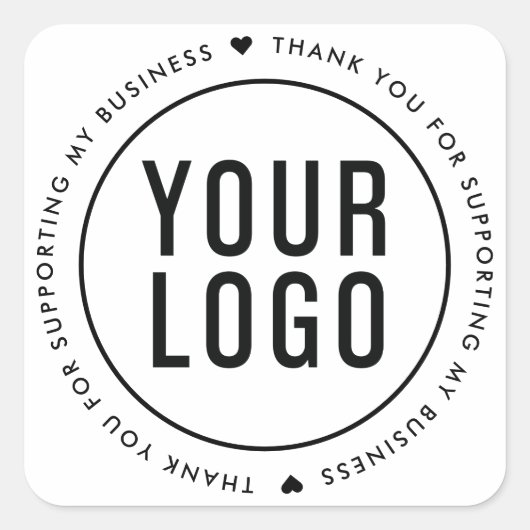 Witte dank voor de ondersteuning van mijn bedrijf vierkante sticker (Voorkant)