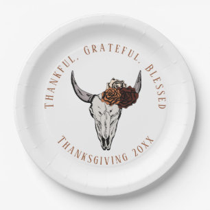 Witte dankbare gezegende Thanksgiving Papieren Bordje