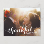 Witte Dankbare Kalligrafie Foto Huwelijk Dank U Briefkaart (Voorkant)
