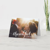 Witte Dankbare Moderne Kalligrafie Fotobruiloft Bedankkaart (Voorkant)