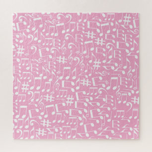 Witte dansende muzieknoten Musici Muziek Roze Legpuzzel
