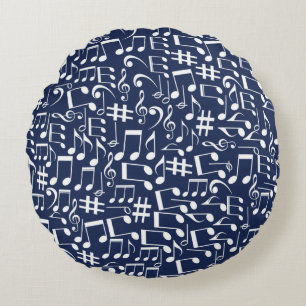 Witte dansende muzieknoten Musici Muziekfans Rond Kussen
