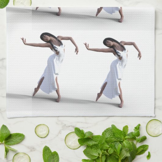 Witte danseres Thunder_Cove ballon Theedoek (Gevouwen)