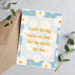 Witte Daysi achtergrond Christelijke bevestiging Feestdagenkaart