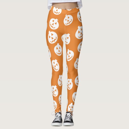 Witte de Leggings van de Confettien van O'Lantern (Voorkant)