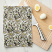  witte deaffodil Tegel Pattern Kitchen Towels Theedoek (Quarter Fold)