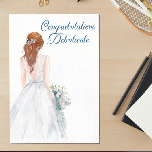 Witte Debutante Ballgown Gefeliciteerd Kaart