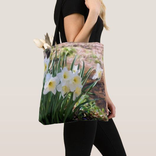 Witte deffodis van Brook Oil Painting Tote Bag (Dichtbij)