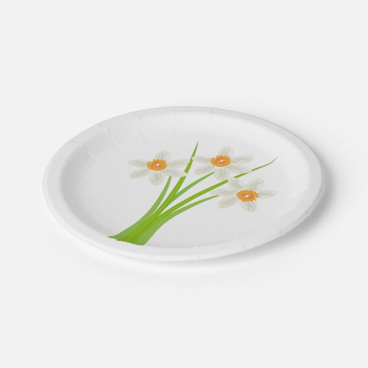 witte deffodis Vloertuinpartij Papieren Bordje (Gekanteld)