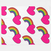 Witte deken met regenbogen en hete roze harten (Voorkant (Horizontaal))