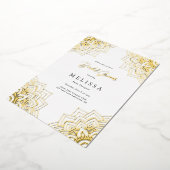 Witte Delicate Gouden Mandala Bruiloft Folie Uitnodiging (Gedraaid)