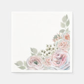 Witte delicate waterverf bloem palepink Verjaardag Servet (Voorkant)