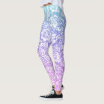 Witte demasingspatroon op blauwe en paarse gradiën leggings<br><div class="desc">Witte vouw naadloos patroon boven blauwe tot paarse gradiëntachtergrond.</div>