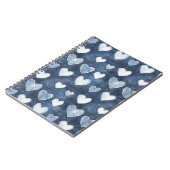 Witte Denim Blauwe Harten Notitieboek (Linkerzijde)