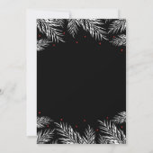 Witte dennen en rode bessen Zwarte kerst uitnodigi Kaart (Achterkant)