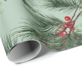 Witte dennen groene spar rode bessen Garland salie Cadeaupapier (Rol Hoek)