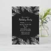 Witte dennen & rode bessen Zwarte Kerst uitnodigin Kaart (Staand voorkant)