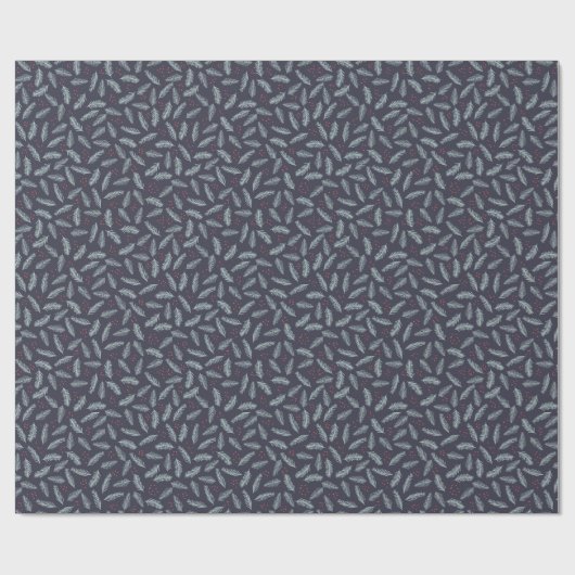 Witte dennen takken veren hulst bessen Kerstmis Cadeaupapier (Vlak)