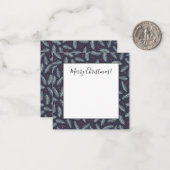 Witte dennen takken veren hulst bessen Kerstmis Notitiekaartje (Voorkant / Achterkant in situ)