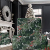 Witte dennenappels Zilver Spruce Red Berries Garla Cadeaupapier