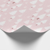 Witte dennenbomen op roze cadeaupapier (Hoek)