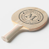 Witte Dennenboom Trouw Monogram Hart Tafeltennisbatje (Voorkant Gekanteld)