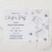 Witte dennenkerstfeest folie uitnodiging (Voorkant)