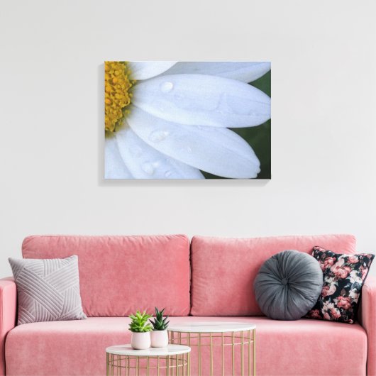 Witte Dewy Daisy Closeup Canvas Print (Insitu (Woonkamer))
