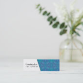 Witte Diagonale & Caleidoscopische Blauw, Groen, Mini Visitekaartje (Staand voorkant)