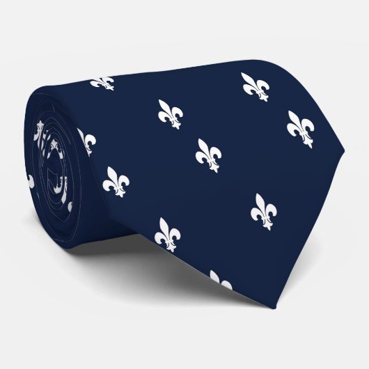 Witte diagonale Fleur de Lis Stropdas (Opgerold)